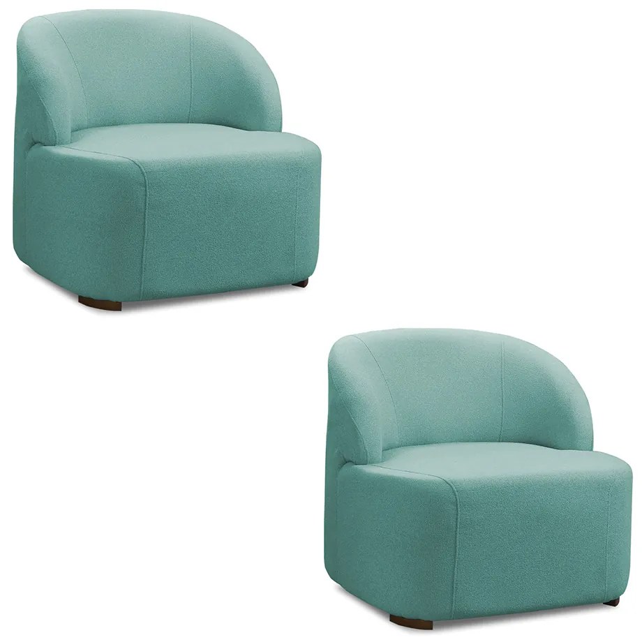 Poltrona Decorativa Orgânica kit 2 Diully Bouclê E03 - D'Rossi - Azul Turqueza