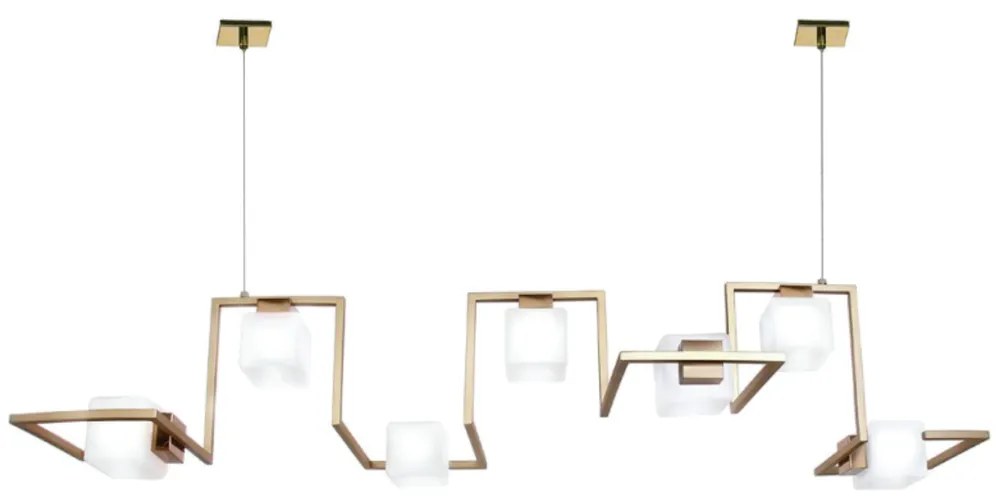 Pendente Retâgular Vidro Quadrado 140X31X50Cm Metal E Cubo 07Xg9 |Old... (GRAFITE / COBRE FOSCO, FOSCO (BRANCO))