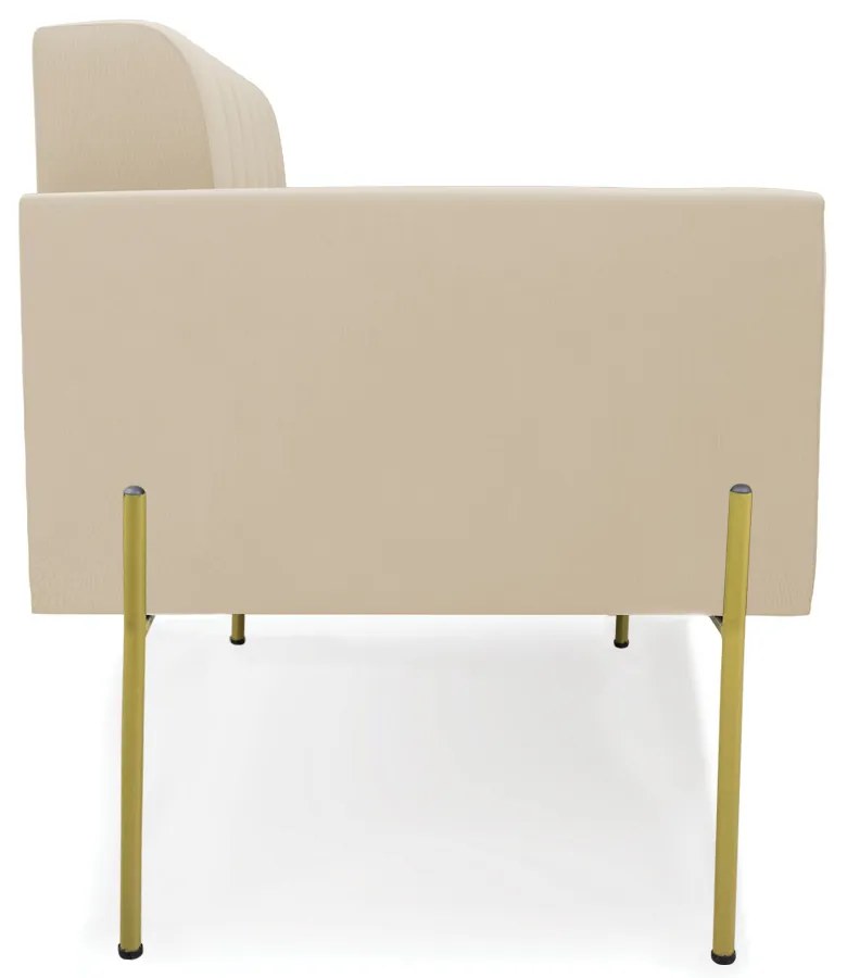 Sofá Namoradeira 2 Lugares Pé de Ferro Dourado Elisa Suede D03 - D'Rossi - Bege