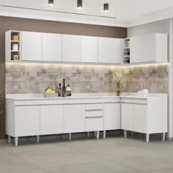 Armário de Cozinha Modulado de Canto 7 Peças CP35 Balcão com Tampo Bra