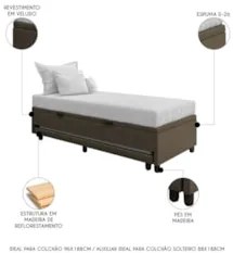 Bicama Box Baú Solteirão 96x203cm Samy S05 Veludo Marrom - Mpozenato