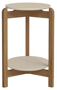 Mesa Lateral Lizz Off White/Cedro - Casa D Móveis