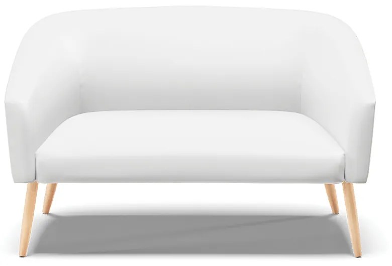 Sofá 2 Lugares Namoradeira Pé Palito Natural Stella Sintético Branco D03 - D'Rossi