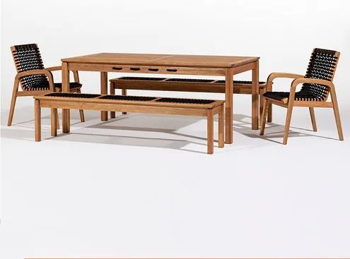Conj. Trama Mesa 8 Lugares Jatobá Corda Preta 180cm - 78595 Sun House