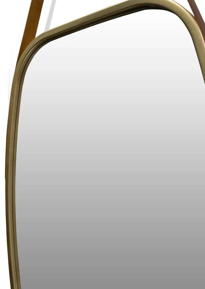 Espelho Decorativo Retangular com Moldura de Plastíco Dourado Alça Caramelo 65x43,5 cm - D'Rossi