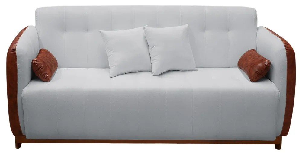 Sofá 3 Lugares Liverpool 1,90 m Compose Corino Ocre/Cinza C/ Botão - Decorar Estofados