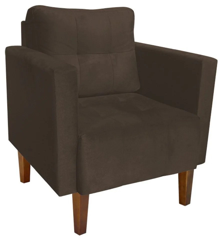 KIT 02 POLTRONAS LIVIA SUEDE MARROM PES