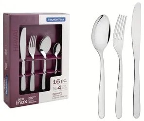 Faqueiro Tramontina Havaí em Aço Inox com Facas de Mesa 16 Peças