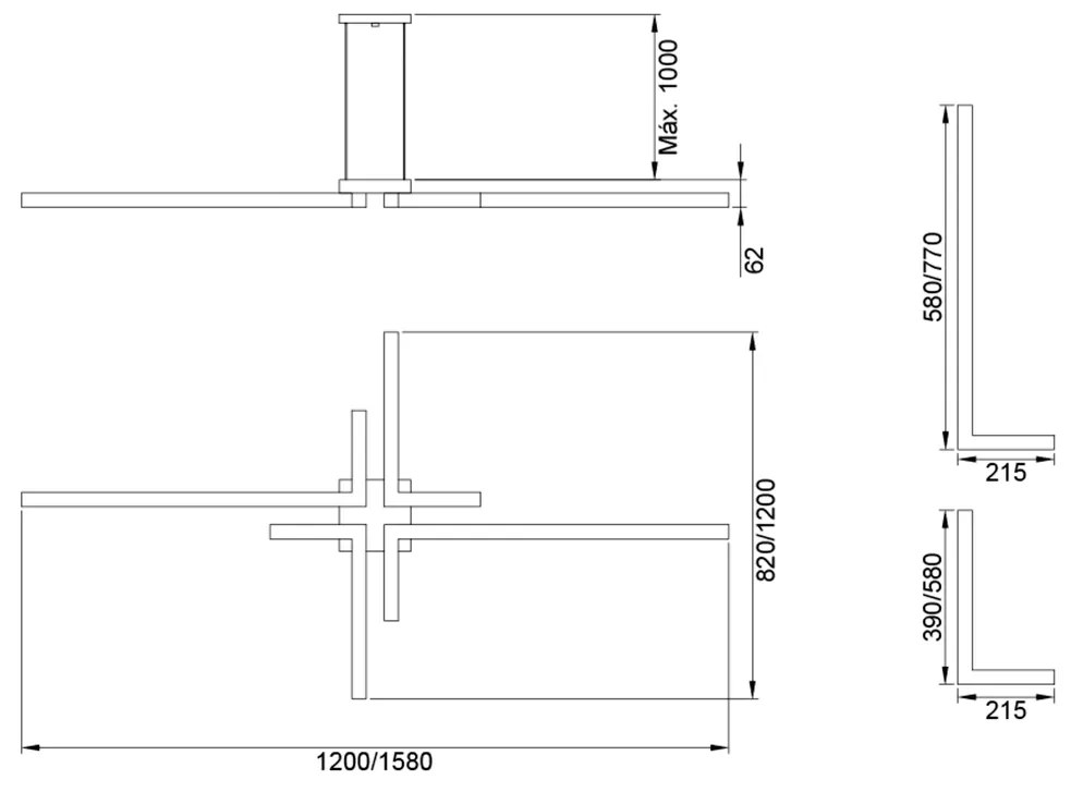 Pendente Play Retangular 120X158Cm Led 73,8W Bivolt / "l" C/ 21,5X58Cm... (BT - Branco Texturizado, 3000k)
