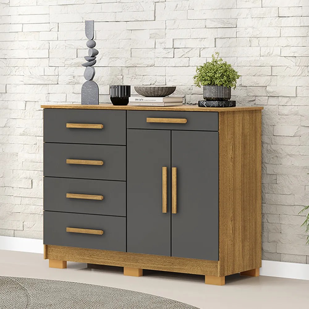 Cômoda Quarto 122cm com 2 Portas Sapateira Vitória Nature/Alasca V01 - D'Rossi