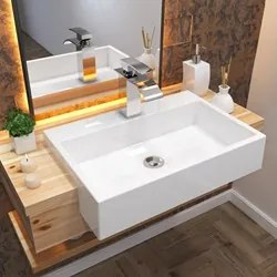 Cuba Pia Semi Encaixe para Banheiro Retangular 54cm XRT C08 Branco - M