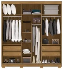 Guarda Roupa Casal 200cm Com Espelho Porto Flex Nature/Alasca - Vila R