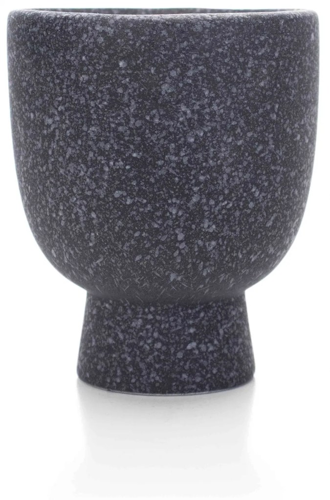 Cachepot Decorativo em Cerâmica Flocos Preto 14x11 cm - D'Rossi