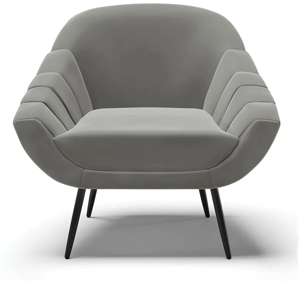 Kit 02 Poltronas Giovana Suede Pés Palito de Ferro Preto D03 - D'Rossi - Grafite