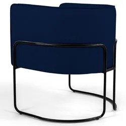 Poltrona Decorativa Base Aço Betina C-304 Veludo Azul Marinho - Domi