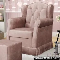 Poltrona de Amamentação Balanço Lucy Z39 Veludo Rosê - Mpozenato