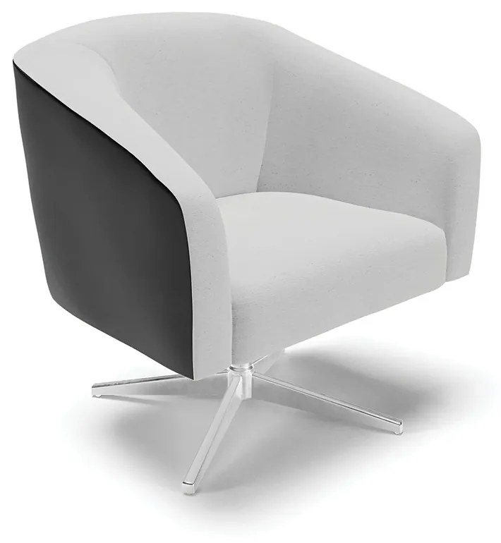 Poltrona Decorativa Giratória Cromada Kit 2 Stella  Preto/Linho Cinza  D03 - D'Rossi