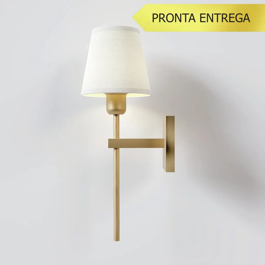 Arandela Tocha Longa Cúpula Tecido 01Xe27 Mini Bulbo G45 - Qimporta Ar... (CHAMPANHE)