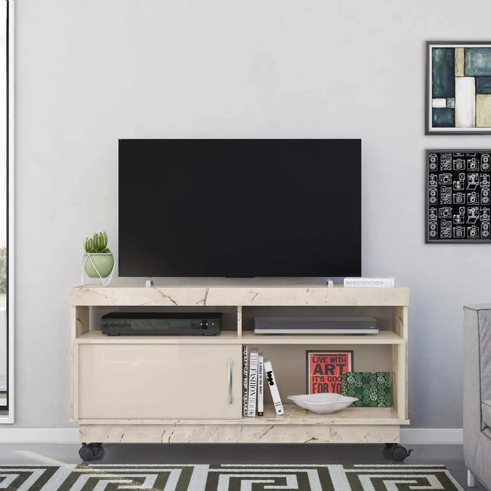 Rack Decorativo Merlim 2 Nichos até 50 Calacata/OffWhite G97 - Gran Belo