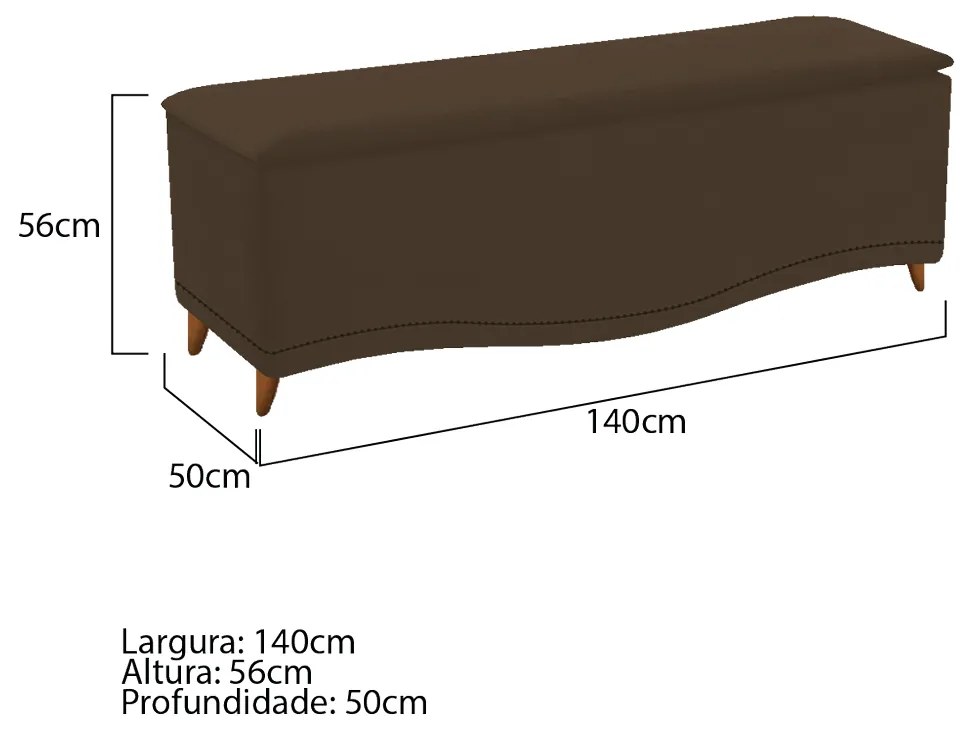 Calçadeira Estofada Yasmim 140 cm Casal Suede Marrom - ADJ Decor