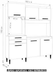 Armário de Cozinha Compacta 182cm Noir Cinamomo/Grafite A15 - Mpozenat