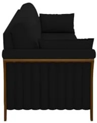Sofá Living 3 Lugares 222cm Pés Madeira Roya Z32 Veludo Preto - Mpozen