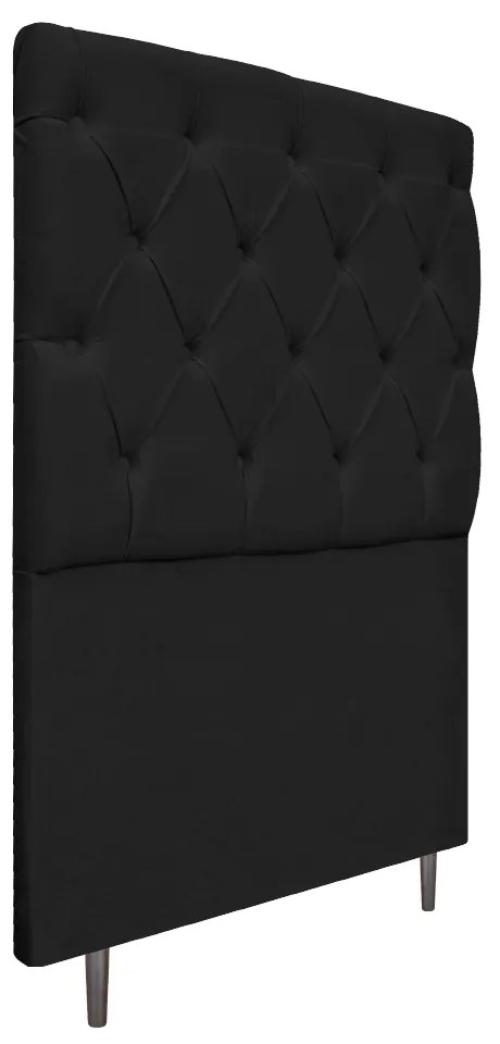 Cabeceira Estofada Liverpool 90 cm Solteiro Suede Preto - ADJ Decor