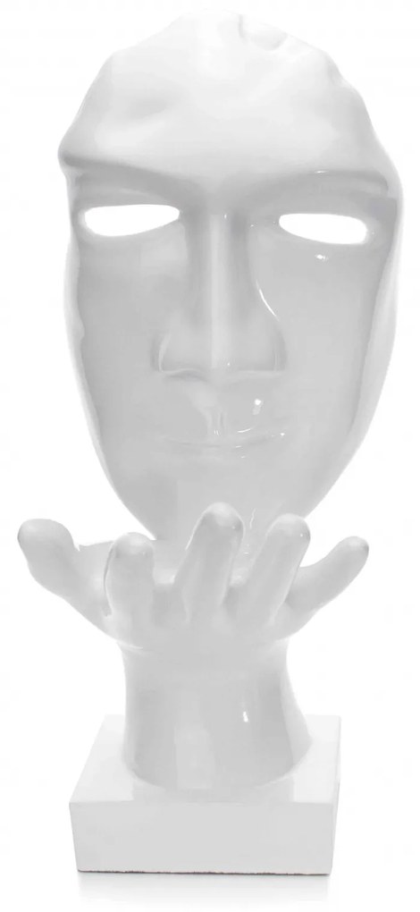 Máscara Sopro Decorativa Branco Em Cerâmica 35x16x20 Cm - D'Rossi