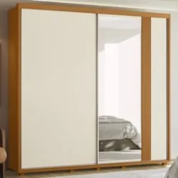 Guarda Roupa Casal 240cm com Espelho Aline Flex A02 Off/Sálvia - Mpoze