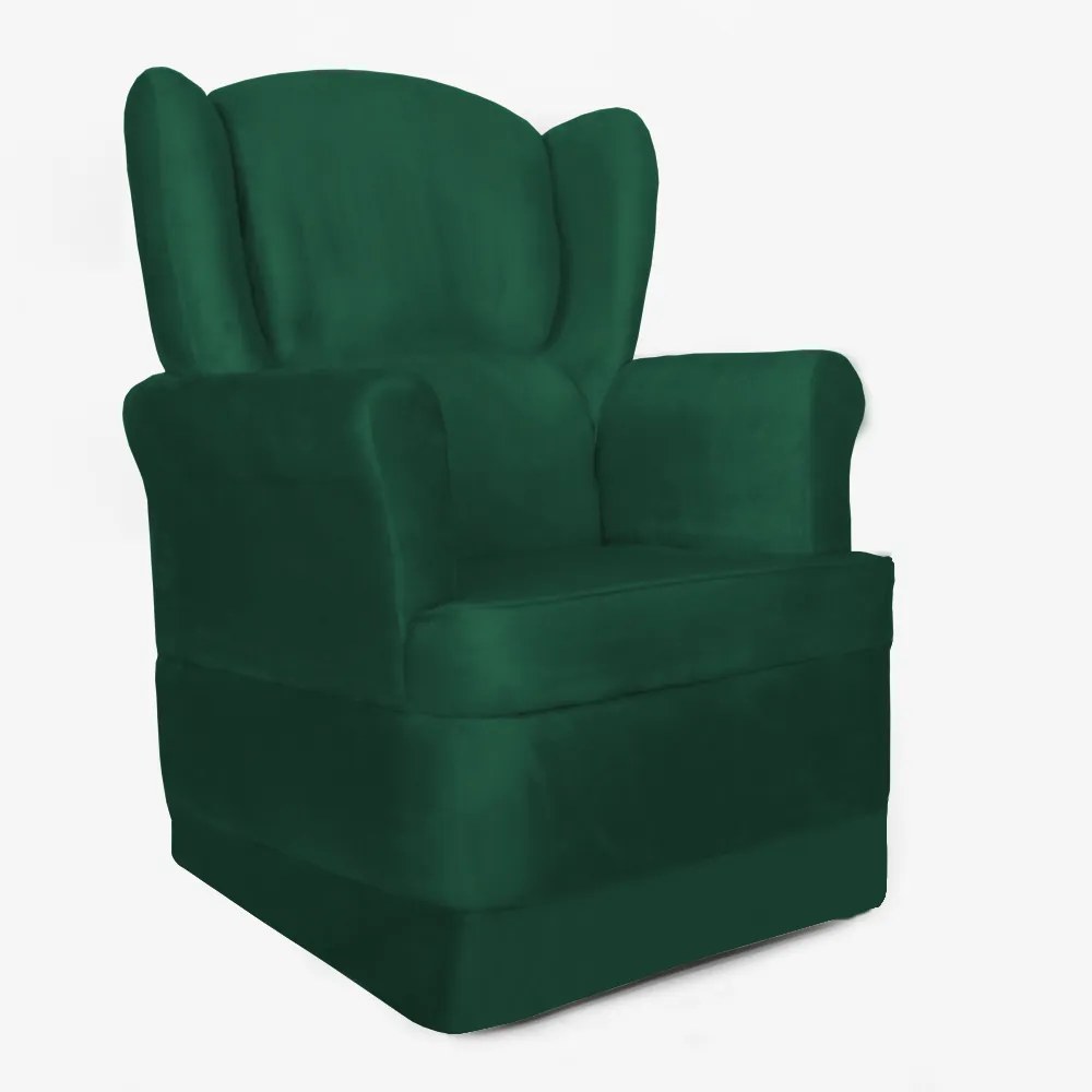 Conjunto Poltrona Ana de Amamentação com Balanço + Puff Ana Suede Verde Bandeira