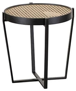 Mesa Apoio Lira Baixa Tampo Preto+Palha Base Preta - 77981 Sun House