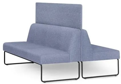 Sofa Pix com 2 Unidades e Painel Divisor Assento Mescla Azul Base Aco Preto - 55071 Sun House