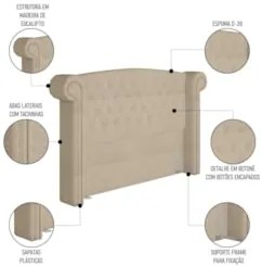 Cabeceira Cama Box Queen 160cm Provença e Recamier Veneto Z37 Boucle B