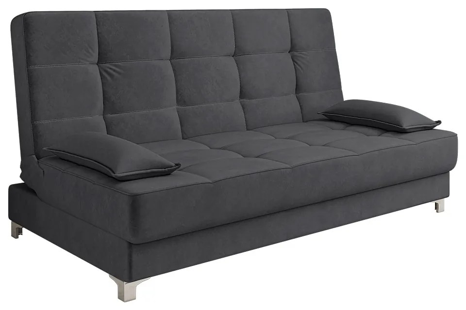 Sofá Cama Equador 193 cm Encosto Reclinável Veludo Pés Plástico Cromado - D'Rossi - Grafite