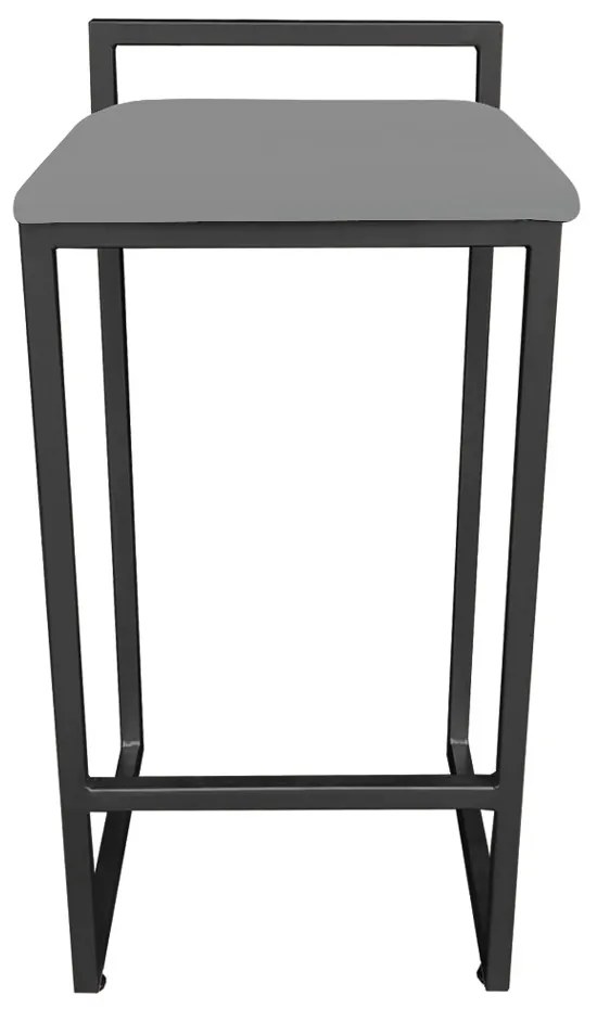 Conjunto 02 Banqueta Alta Industrial Pietra Suede Base Preto D'Rossi - Grafite