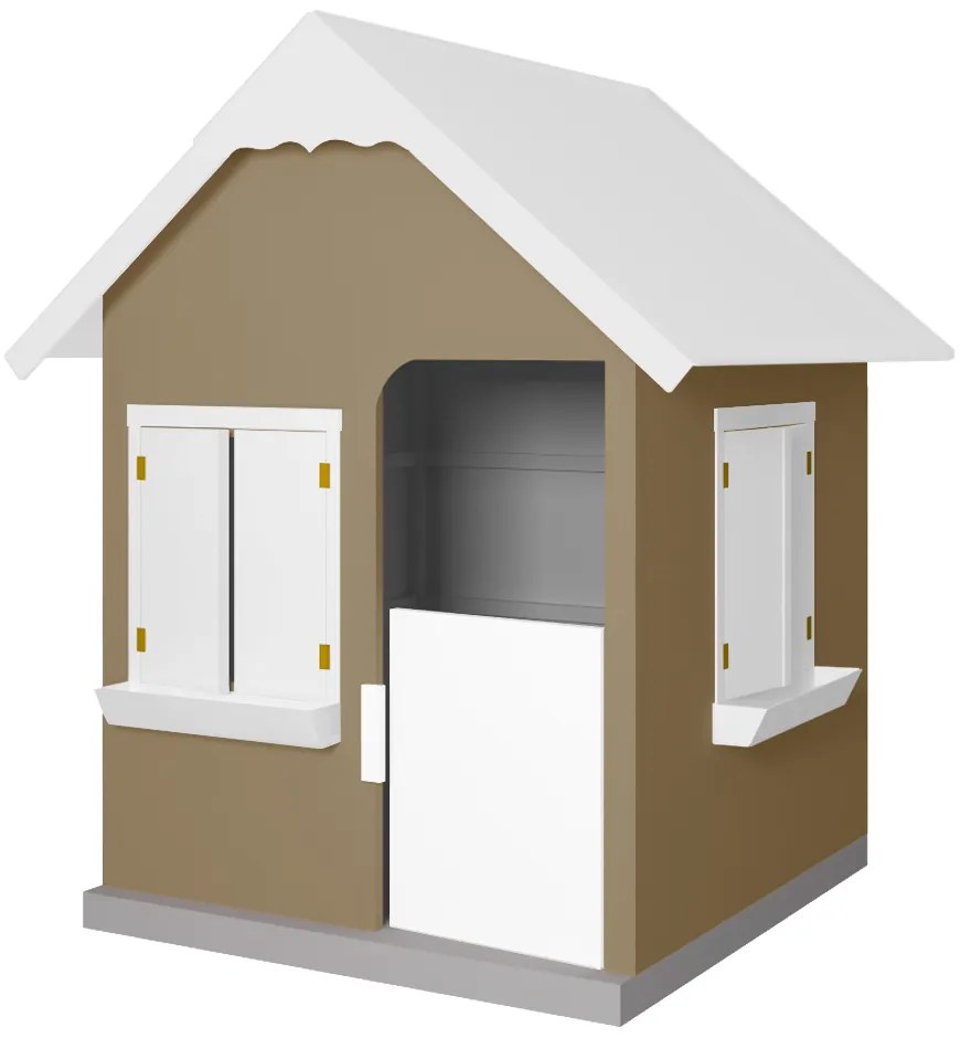 Casinha De Brinquedo Com Floreiros MDF Bege/Branco L12 - Gran Belo