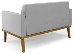Sofá Namoradeira e 1 Poltrona Base Madeira Castanho Maressa Suede Cinz