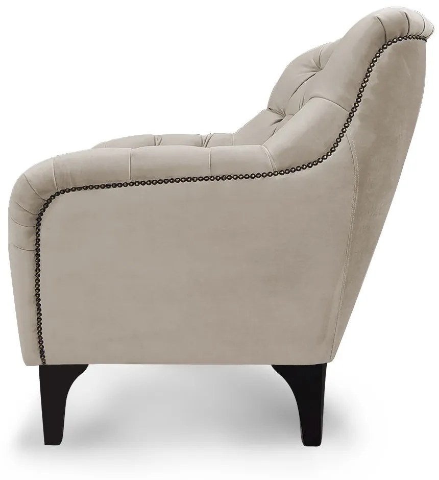 Poltrona Decorativa Roma Botonê Pés Madeira Veludo Bege - Sheep Estofados - Bege