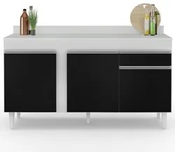 Balcão Gabinete para Pia com Tampo 150cm 3 Portas 1 Gaveta Dakota Bran