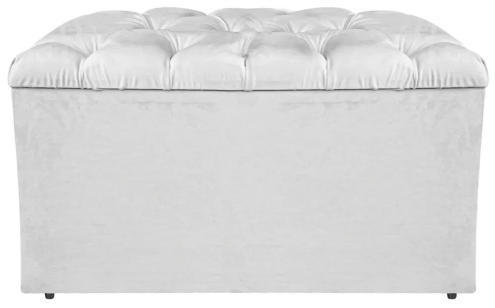 Calçadeira Estofada Liverpool 90 cm Solteiro Suede Branco - ADJ Decor