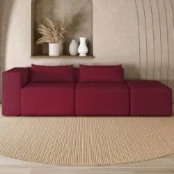 Sofá 4 Lugares 323cm Com Puff Direito Fay Veludo Bordo Z55 - Mpozenato