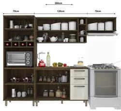 Cozinha Modulada 4 Peças com Tampo Sara Carvalho Legno/Crema - Luciane