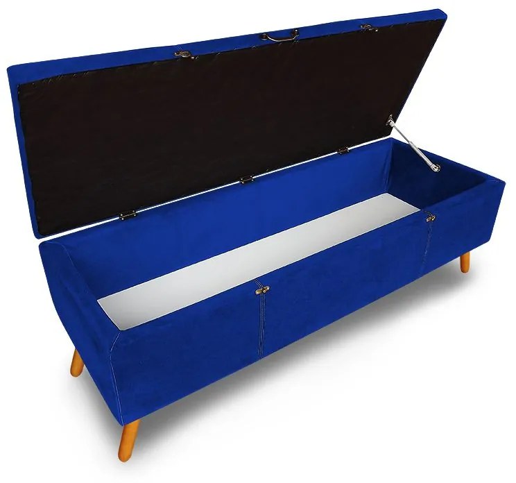 Calçadeira Baú Queen 160cm Caribe Pés Palito Suede Azul - Sheep Estofados - Azul