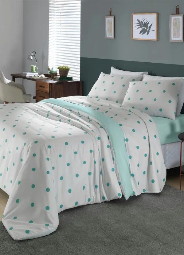 Jogo de Cama Poá Verde Queen 4 Peças