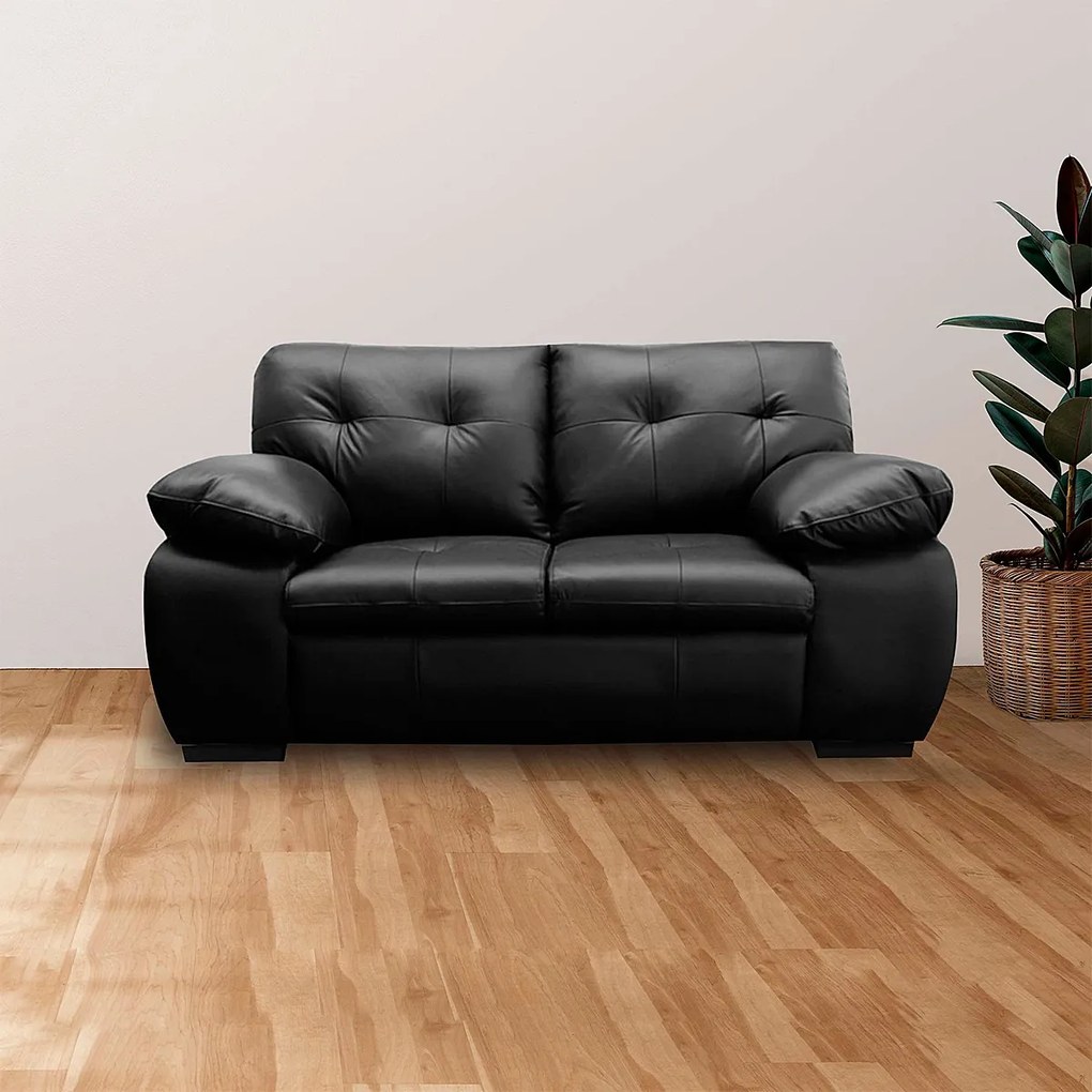Sofá de Couro 2 Lugares Texas 158cm M06 Cor Preto 450 - ADJ DECOR