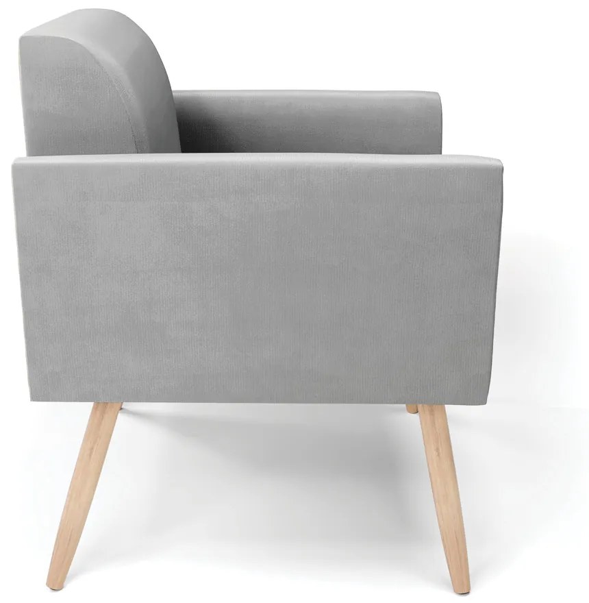 Kit 2 Poltronas Pés Palito Natural Marisa Suede Cinza D03 - DRossi