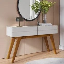 Aparador Para Sala Rebeca Com Espelho Adnet 67cm C05 White/Freijó - Mp