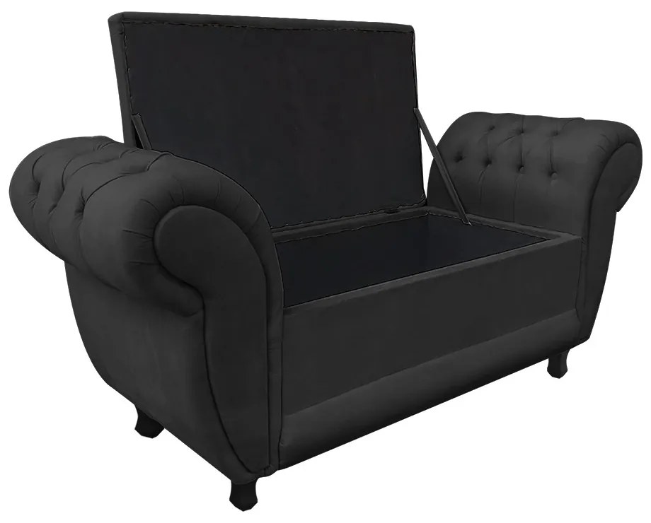 RECAMIER BAU LONDRES 1,20 M SUEDE DROSSI - Preto
