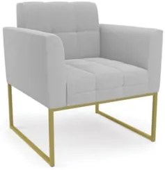 Namoradeira e Poltrona Industrial Dourado Ana Bouclé Cinza - Ibiza