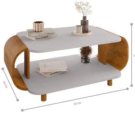 Mesa De Centro Floripa Off White/Naturalle - Bechara Móveis